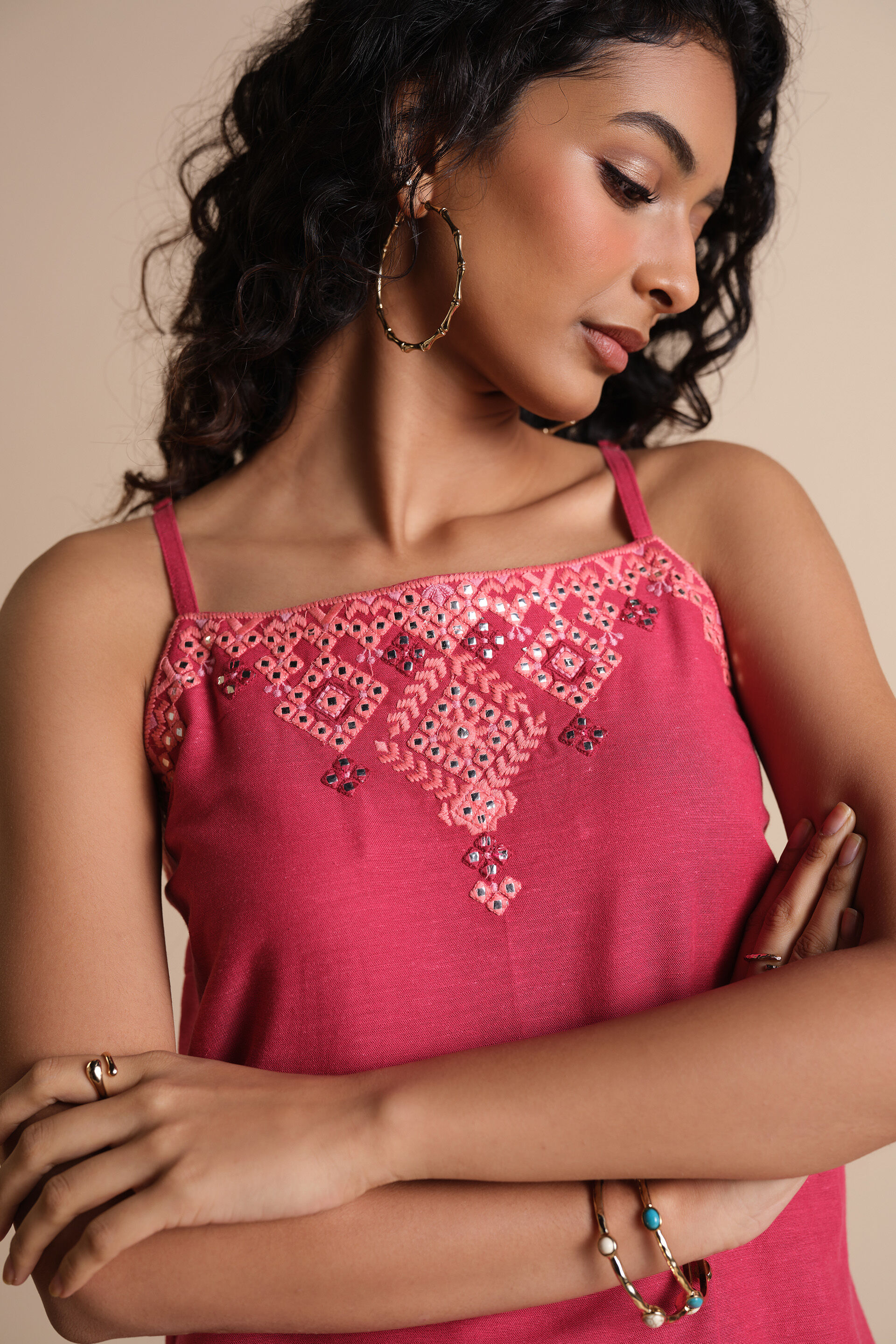 Gulab Red Sleeveless Kurta Set, Red, image 4